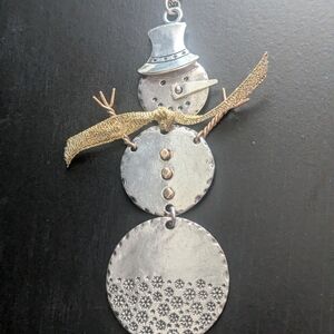 NWOT Howard's Elegant Silver Snowman Necklace With Gold Details